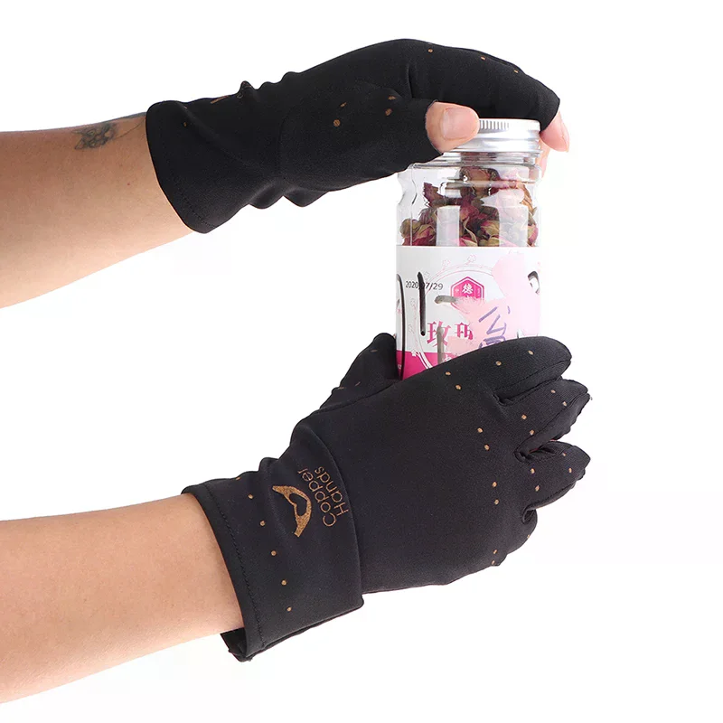 1 Pair Copper Compression Gloves for Women Men Fingerless Gloves For Relieving Carpal Tunnel Aches  Pains Joint