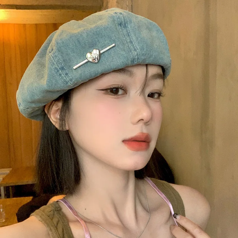 women's berets love simple fashionable versatile sweet cool artistic cowboy berets trendy cute high quality caps for girl