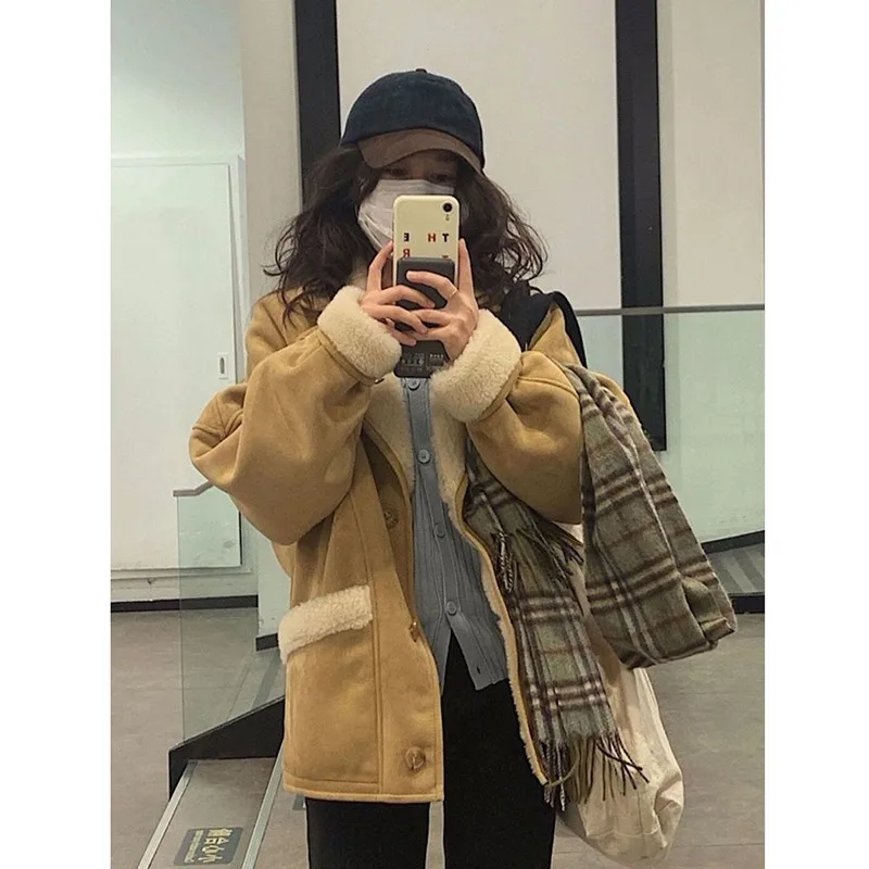 23 New Arrival Winter Women Casual Turn-down Collar Long Sleeve Outerwear & Coats Thickening Warmth Single Breasted Jackets D453