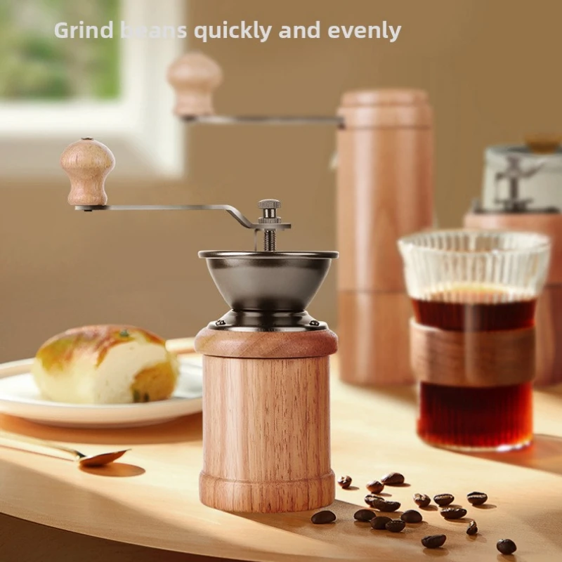 

Home Use Wooden Manual Coffee Grinder Walnut Hand Crank Portable Bean Mill For Pour Over Coffee Powder