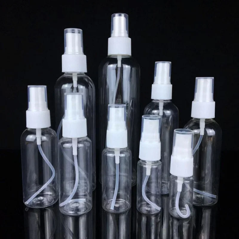 

10ml 30ml 50ml 100ml Transparent Spray Bottle Plastic Pressing Side Perfume Sub Bottles Alcohol Liquid Packing Container