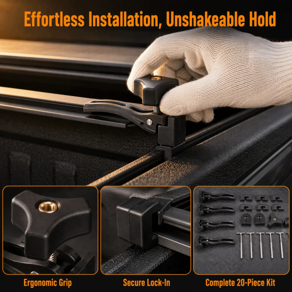 Heat Tolerant Black Cargo Box Fastener ABS Universal Fit Tonneau Cover Clamp Hard Fold Clamp for Ford / Jeep / RAM Tonneau Fix