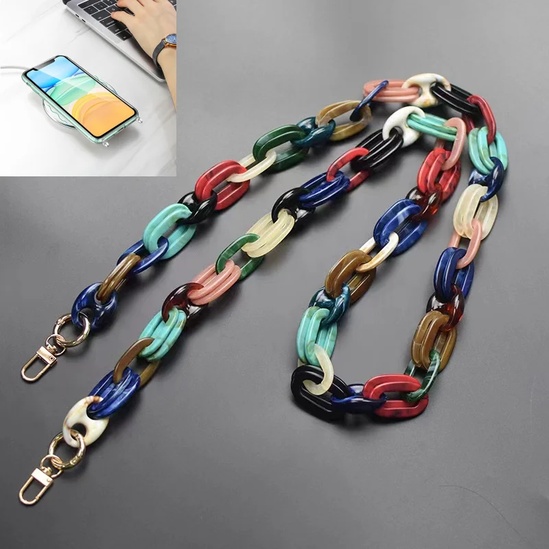 Crossbody Candy Color Chain Phone Case For iphone 14 13 Pro 12 Mini 7 8 SE Corful Transparent Anti-fall Acrylic Protective Cover