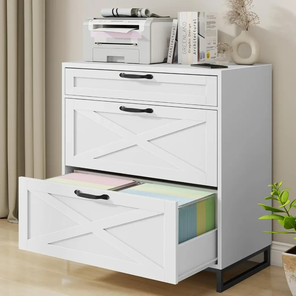 

Lateral File Cabinet with 3 Drawers, Modern Farmhouse File Cabinet for Legal/Letter/A4 Size Hanging Files, Printer Stand Large
