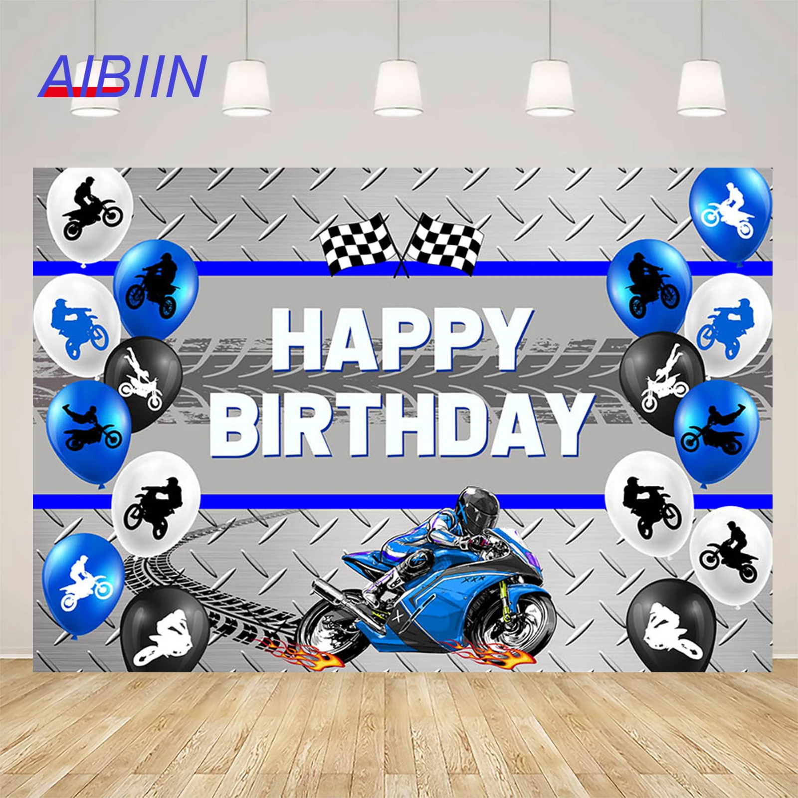 

Happy Birthday Photography Background Motorcycle Sports Motocross Racing Balloon Backdrop Party Decor Kids Portrait Zone Studio