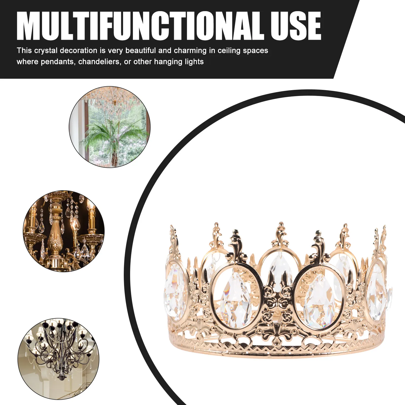 

Luxury Crystal Crown Decoration for Pendant Light Chandelier Ceiling Fixture Table Lamp Hanging Decor Crystal Lamp Shade
