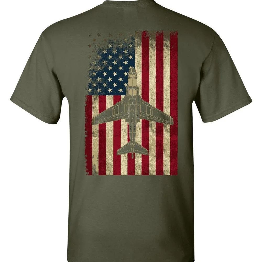 Vintage American Flag EA-6B Prowler EW Aircraft T Shirt 100% Cotton Short Sleeve O-Neck Casual T-shirts Loose Top New Size S-3XL