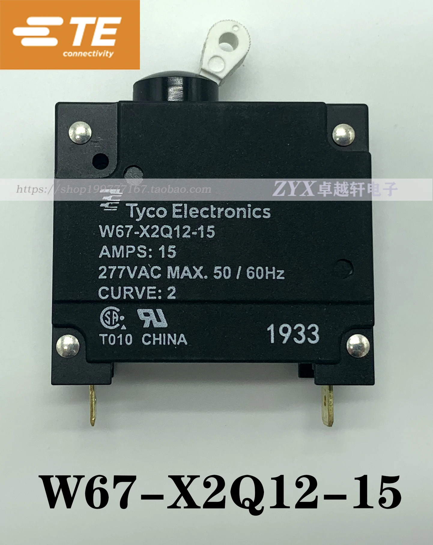 W67-X2Q12-15 5-1393252-6 Tyco Circuit Breaker Tandem Trip 15A Genuine