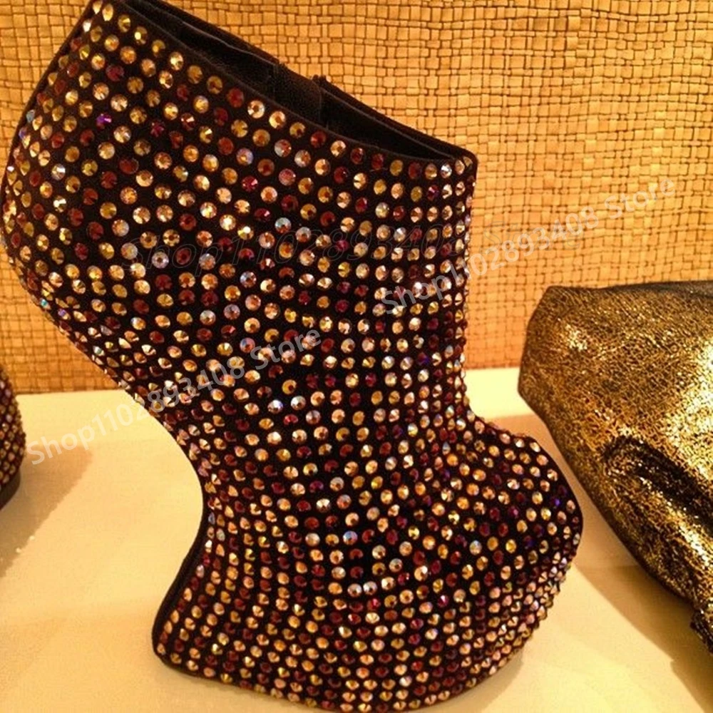 

Mutilcolor Sexy Crystals Decor Pumps Strange Style High Heel Round Toe Platform Fashion Hot Girls Women Shoes 2025 Para Mujere