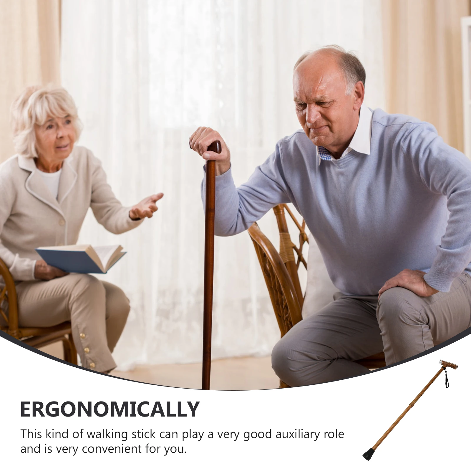

1pc Adjustable Travel Walking Stick Ergonomic Anti-Skid Portable Outdoor Walking Rod For Elderly Multifunction Hiking Stick