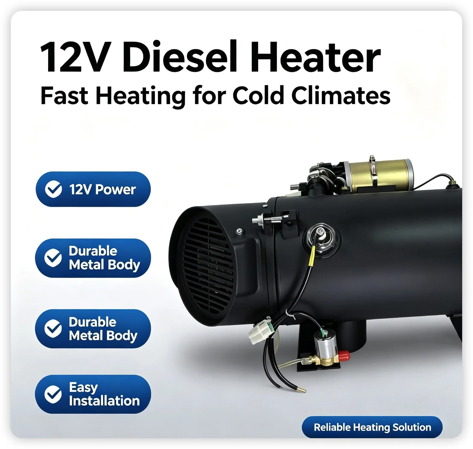 12V Diesel Water Heater 10‑12KW Car Parking Heater For Truck Bus RV Engine Preheating Anti‑rust 304 Stainless Steel