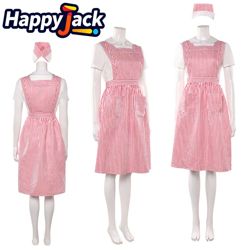

Nancy Wheeler Cosplay Costume TV ST Fantasia Adult Women Striped Printed Nurse Uniform Shirt Dress Hat Set Halloween Party Suit