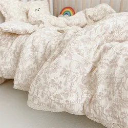 Vintage Floral Cotton Muslin Quilt for Autumn Winter Baby Boys Girls Comforter Kindergarten Infant Nap Cover