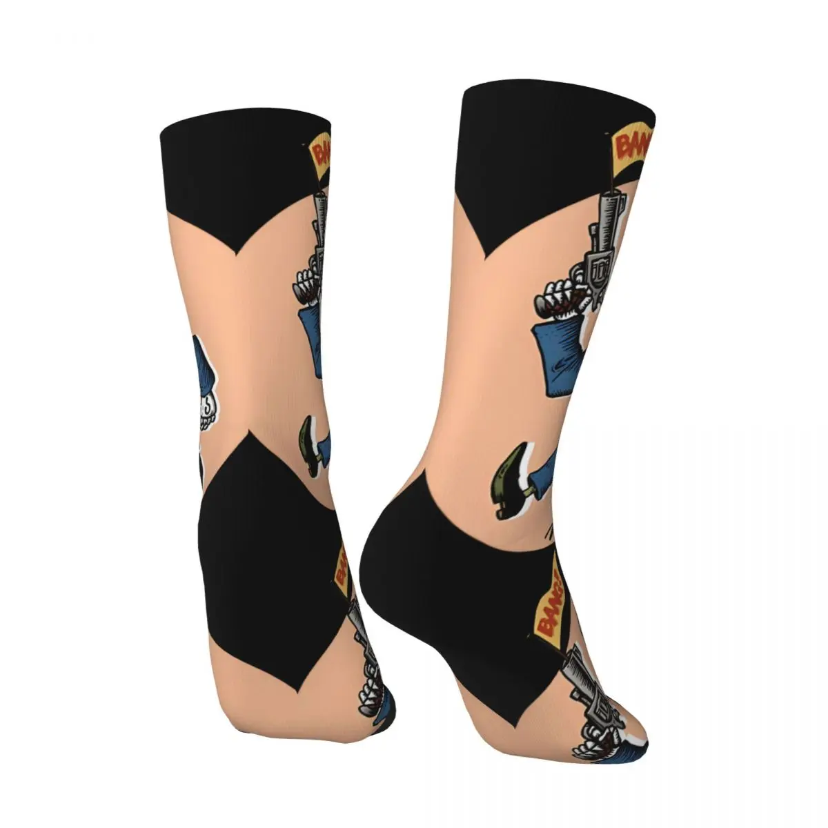 Shoot Men's Socks Retro Harajuku G-Grim Fandango Street Style Novelty Pattern Crew Sock