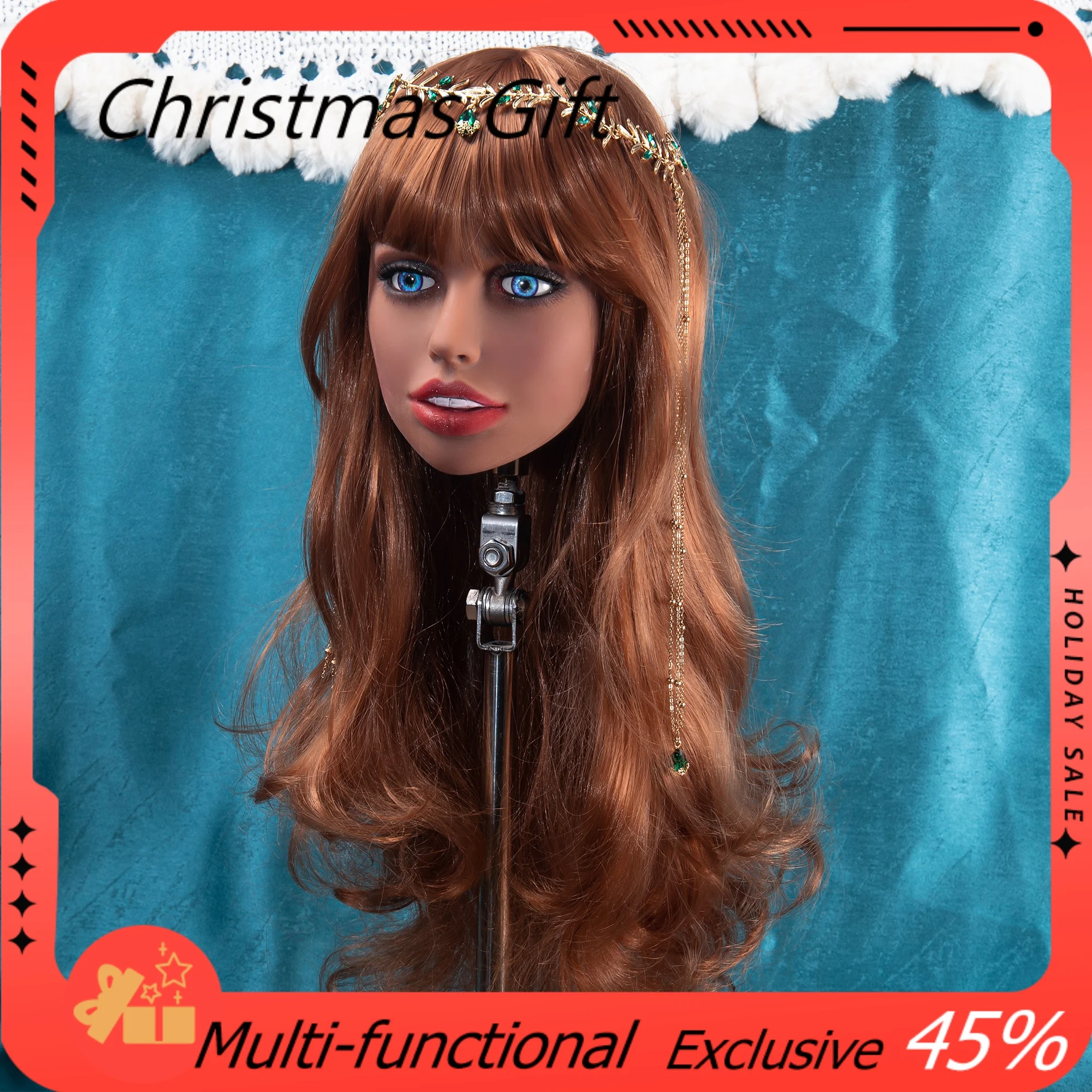 نموذج رأس بشري للبالغين M16 للجنسين مع واجهة لولبية وشعر مستعار مطابق للتلميذ