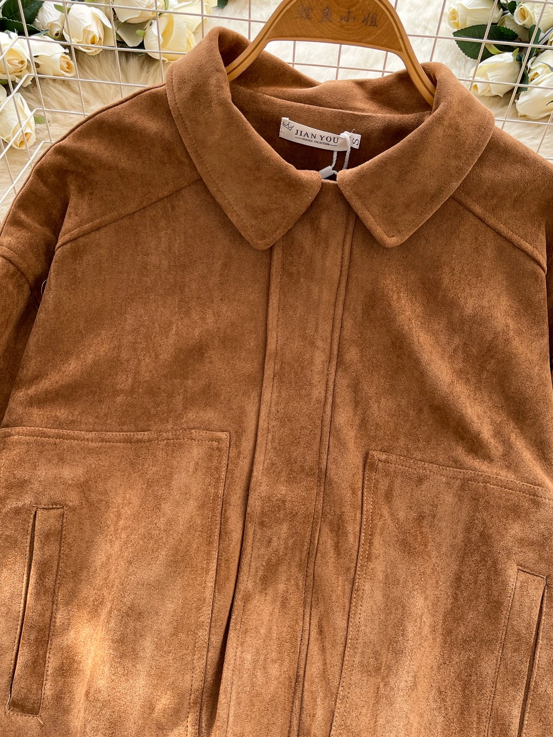 Solto casual pele de veado veludo jaet feminino facionable retro colarinho colete de beisebol topo na moda coreano sle outono 2025