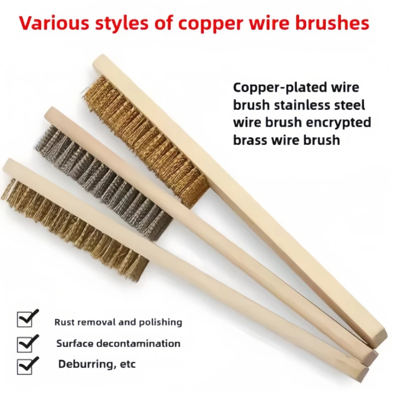 1PC  Brass Wire Brush with Wood Handle Jewelry Polishing Grinding Cleaning Tool