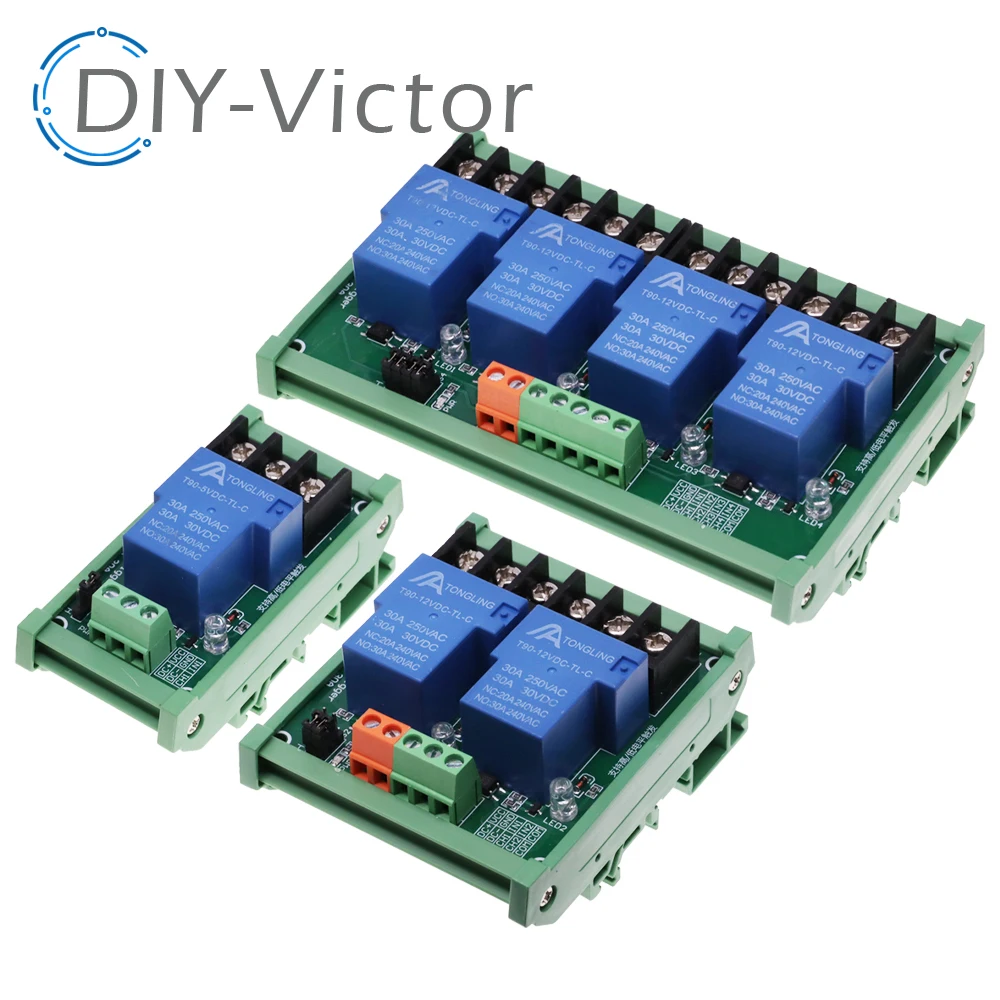 1/2/4 channel relay module 30A with optocoupler isolation 5V 12V 24V supports high and low Triger trigger DC30V/30A AC250V/10A