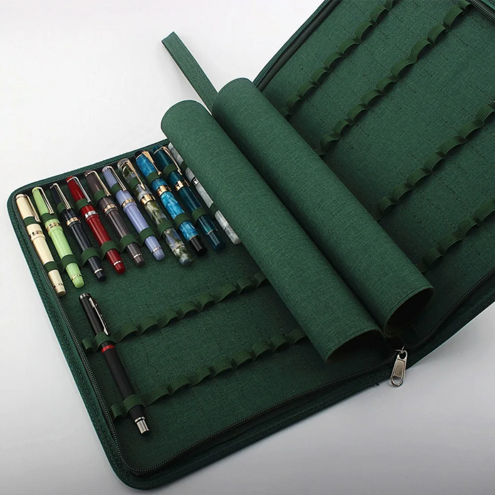 grande capacidade canvas pencil case fountain pen bolsa escrita holder suprimentos acessorios 10 slots 24 slots 48 slots 01