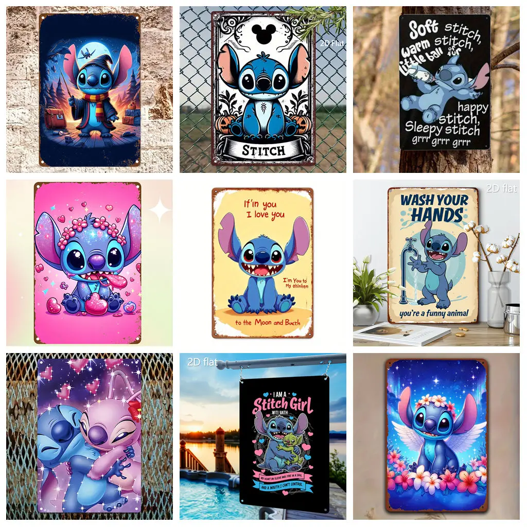 

Miniso Stitch Diverse Styles Tin Sign Decor Wall Decor Art Wall Mural Room Decoration Decor Retro Metal Sign Plate Bar Posters