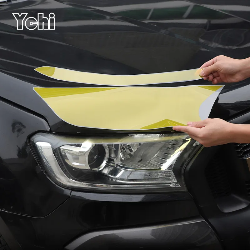 

Защитная пленка для фар автомобиля Ford Ranger Wildtrak 2015-2021, TPU, желтая/черная, аксессуары для экстерьера автомобиля
