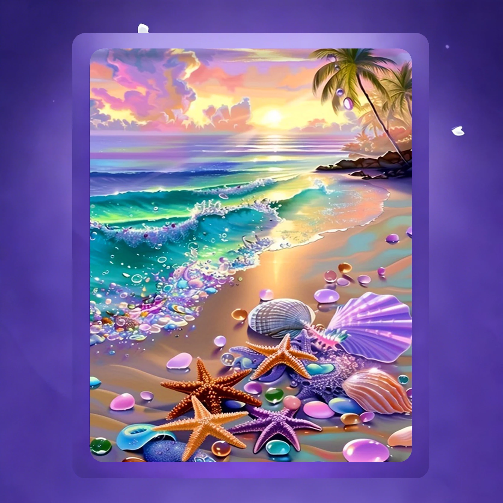 AZQSD Neues Diamantmalerei-Set 2026: Strandlandschaftskunst, Mosaik-Meer, Harz-Quadratbohrer, Strassbild, Komplettset