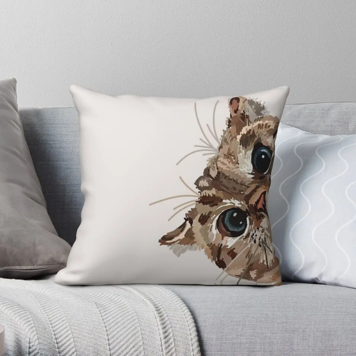 Peeking Cat Square Pillowcase Polyester Linen Velvet Creative Zip Decorative Throw Pillow Case Sofa Cushion Cover 45x45