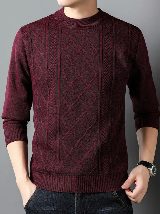 

Удобный мужской вязаный свитер свободного покроя, однотонный модный осенне-зимний мягкий круглый свитшот из смеси шерсти