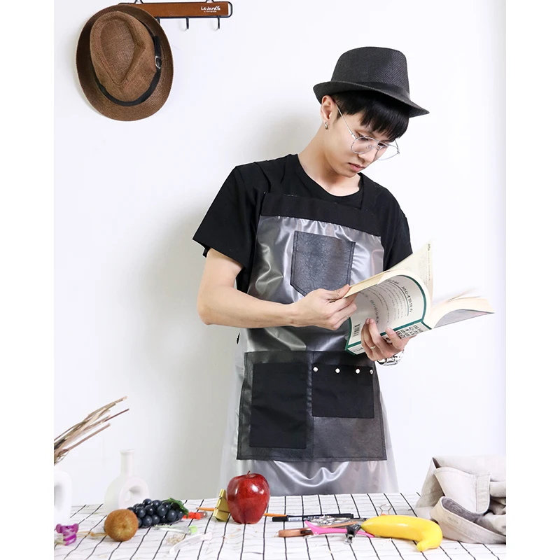 

Transparent Waterproof Apron Home Kitchen Cooking Oil Proof Apron Barber Milk Tea Shop Restaurant Men's and Women's Workwear