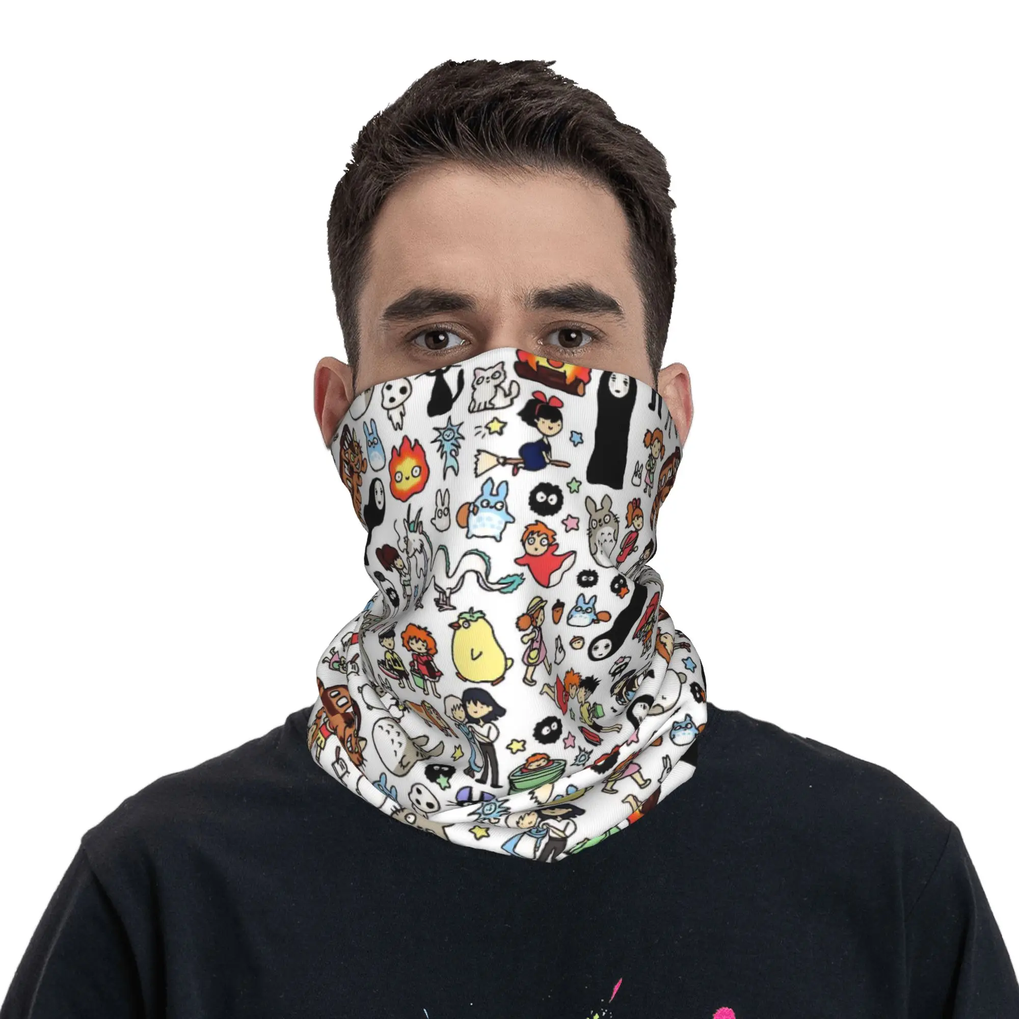 Cute Susuwatari Soot Sprites Totoros Bandana Neck Cover Printed  Balaclavas Face Scarf Multi-use Cycling Running for Men Women view 5