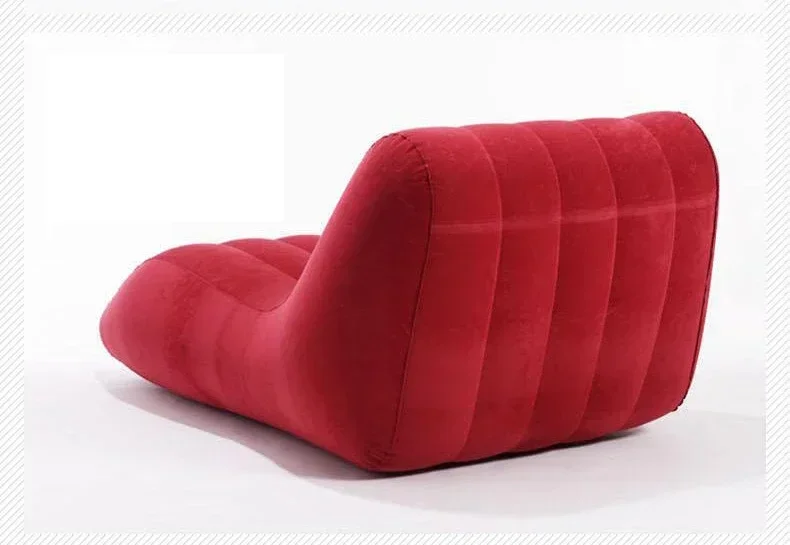 S-shaped Flocked Lounge Chair Inflatable Lazy Person Sofa Bedroom Office Balcony Noon Break Sofa Foldable Recliner Beach Chair
