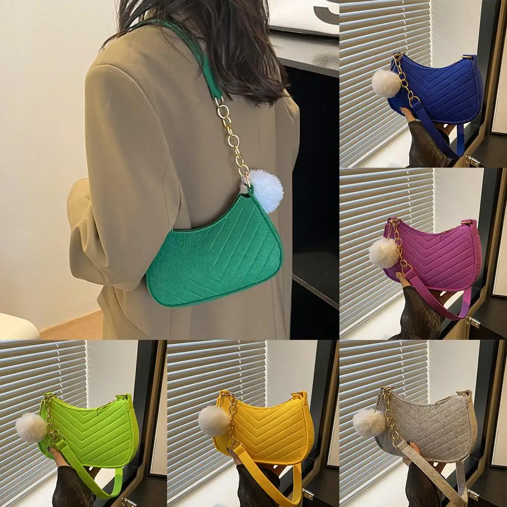 Mini Women Shoulder Bags Fashion Felt Women's Bag Design Advanced Underarm Handbags Mini Saddle Bag Beautiful Purses Crescent