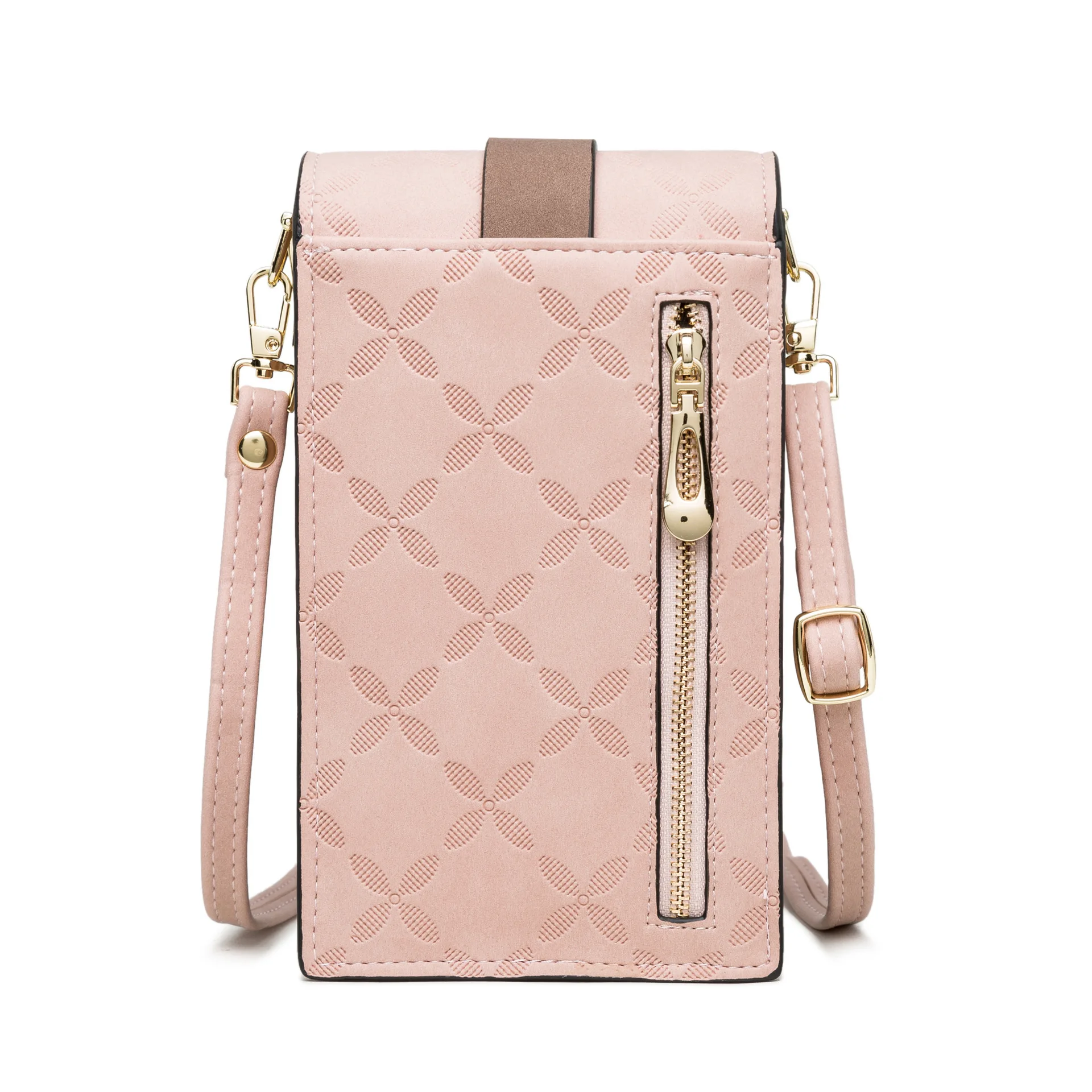 2026 Brand New Mobile Phone Bag Wallet PU Leather Plaid Buckle Vertical Large Capacity Detachable Single Shoulder Bag