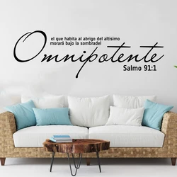 Spanish Omnipotent Bible Verse Christian Wall Sticker Decal Salmo 91:1 El Que Habita Al Abrigo Del Altísimo Living Room