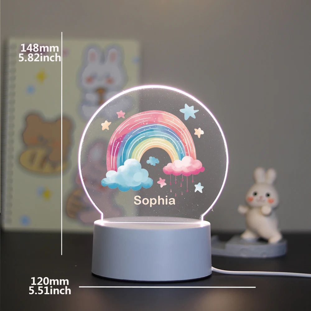 Customized Rainbow Pattern USB Night Light 3D Stereoscopic Vision Home Decoration Dining Table Living Room Atmosphere Light Warm