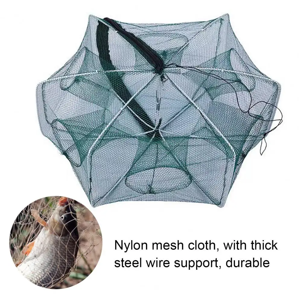 Foldable Fishing Trap Fishing Mesh Net with Steel Wire Portable Fishing Cage for Shrimp Crab Minnow Fishings Accessories ﻿