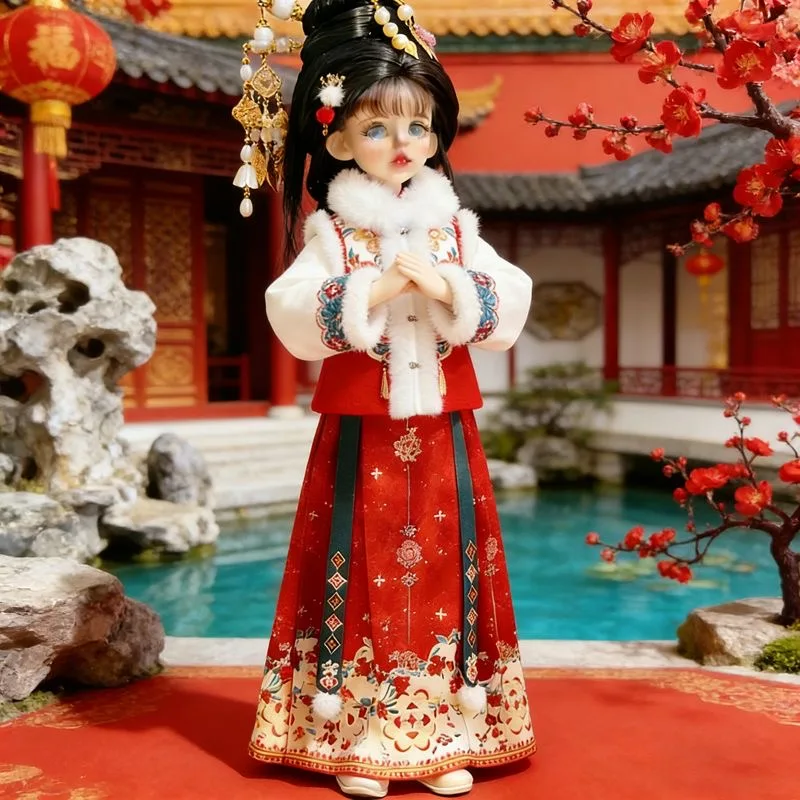 

Одежда для куклы 60 см, зимняя одежда, 1/6, 1/4, 1/3, одежда для куклы BJD, новогоднее нарядное платье, бесплатная доставка