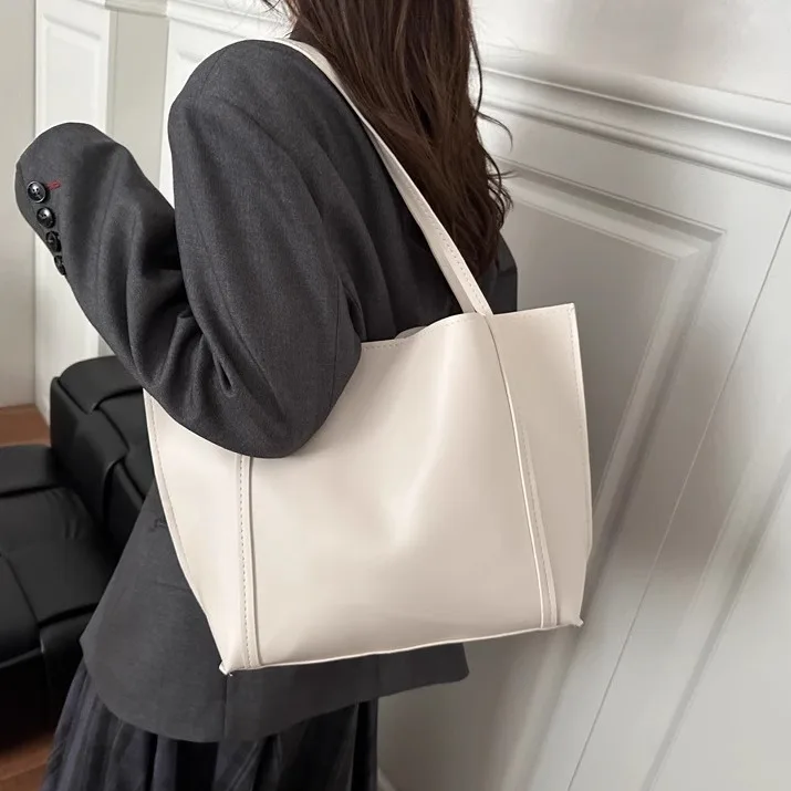 حقيبة كتف نسائية ذات سعة كبيرة، حقيبة حمل متعددة الاستخدامات، إغلاق مغناطيسي، مقاومة للاهتراء، نمط كاجوال بسيط