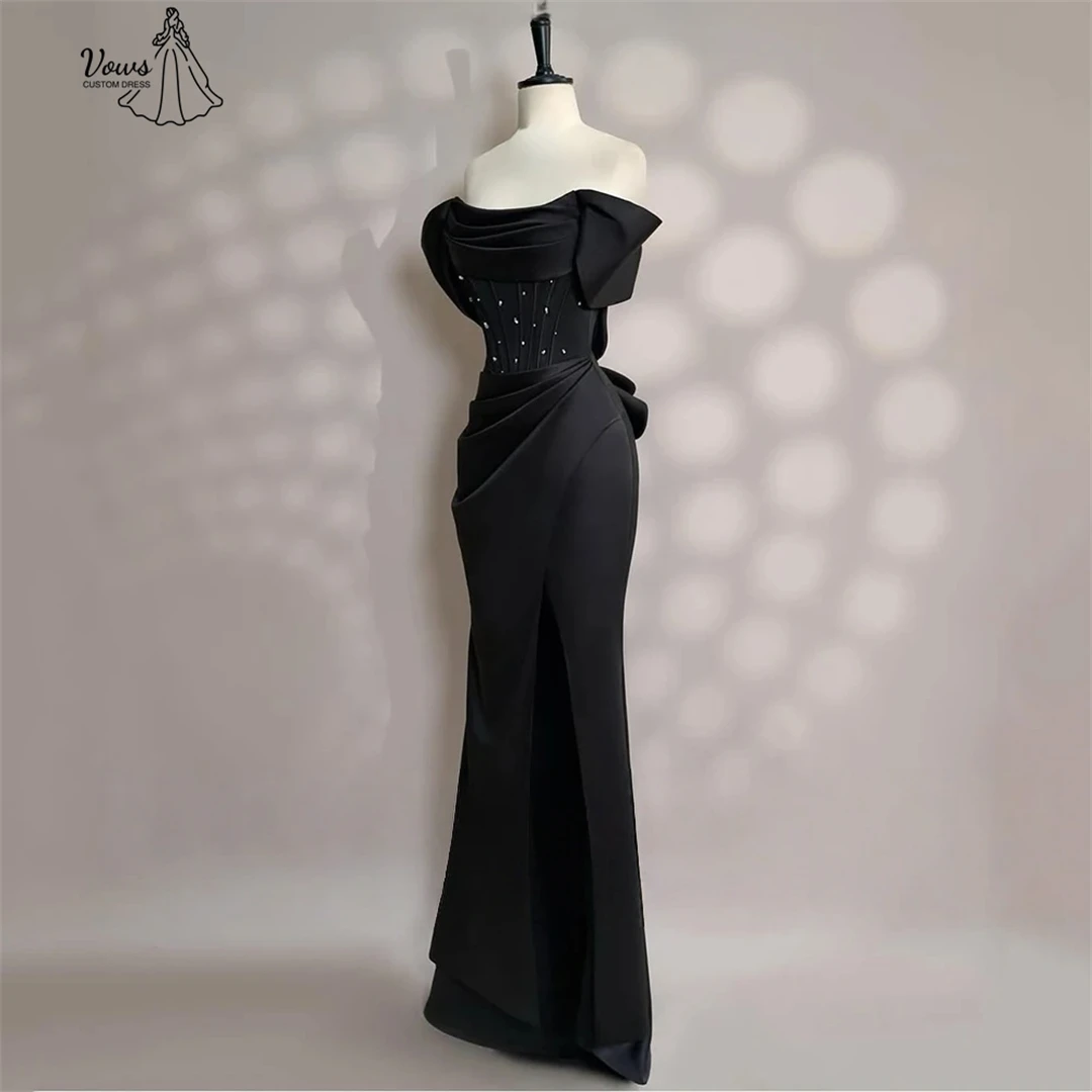 Vows 오프 숄더 고급스러운 파티 드레스 피쉬테일 스커트 특별한 날을 위한 로브 드 칵테일 드레스 맞춤 제작 라인스톤
