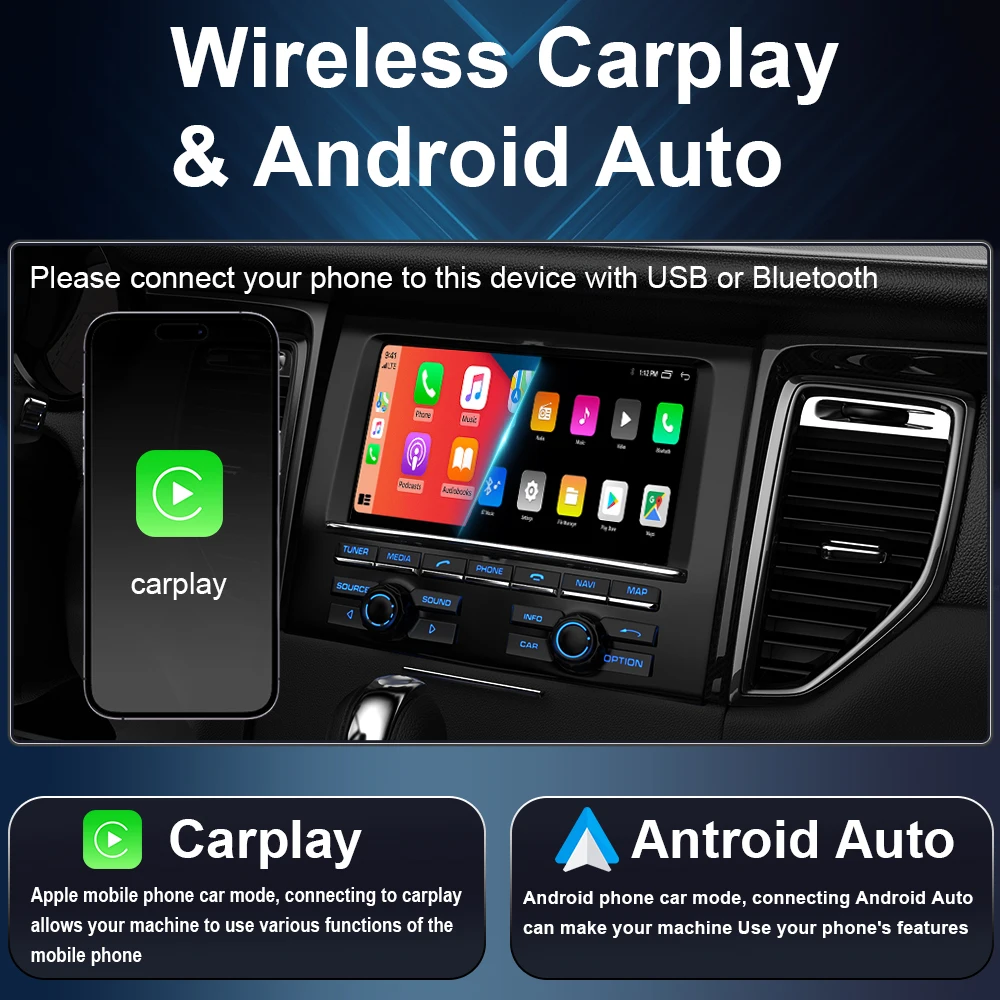 Android Auto Car Radio Carplay For Peugeot 206 206CC 206SW 2000-2005 2006 2007 2008 Multimedia Stereo Player GPS Navigation