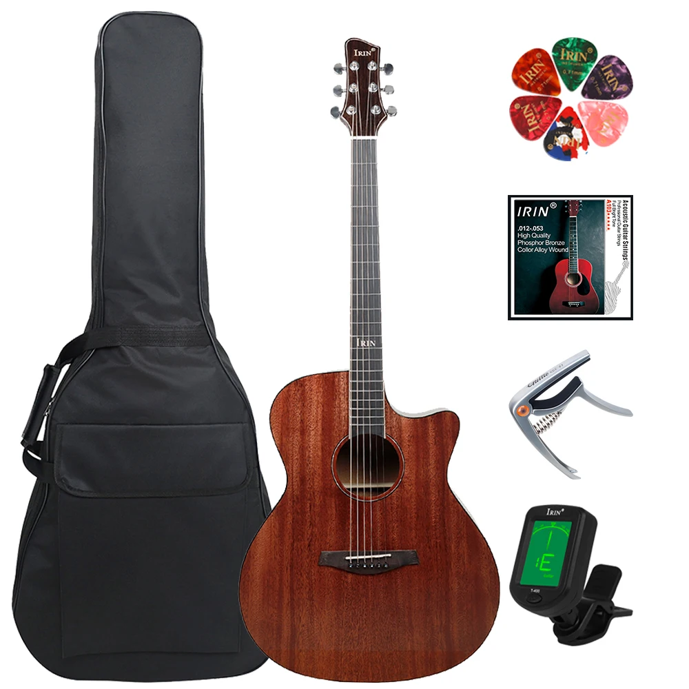 IRIN 6 Strings 41 Inch Acoustic Guitar Spruce Wood Panel Folk Guitarra with Bag Capo Strings Tuner Guitar Parts & Accessories