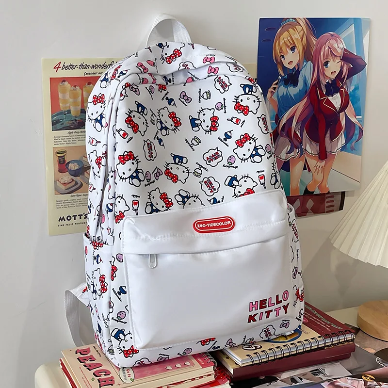 Sanurgente-Sac à dos Hello Kitty pour enfants, cartable étudiant, sac à dos de dessin animé mignon, léger, grande capacité, confronter, diversifier, nouveau