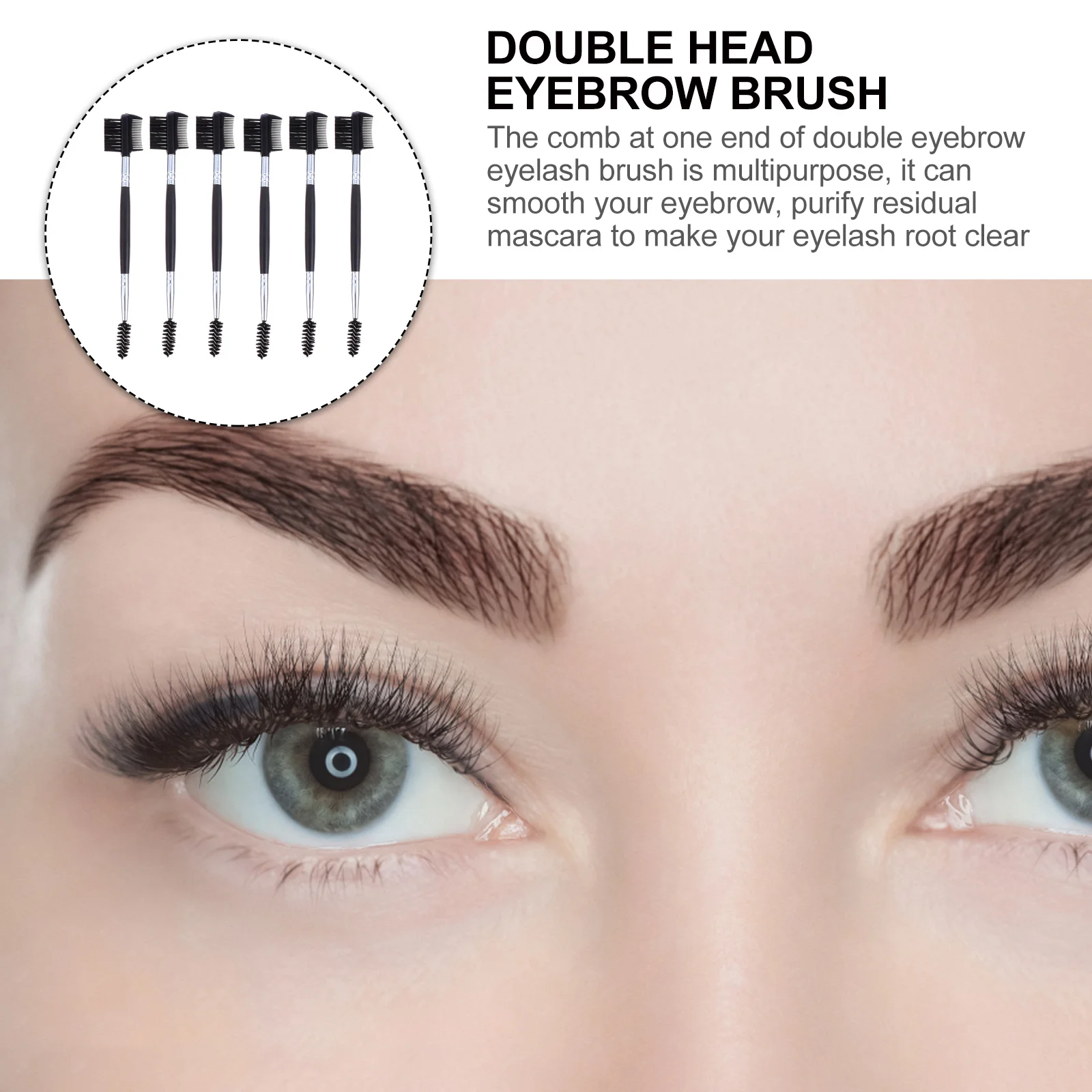 

6Pcs Eyebrow Comb Brush Dual Head Eyelash Grooming Tool Natural Bristles Smooth Edge Makeup Shaper Portable Travel Set