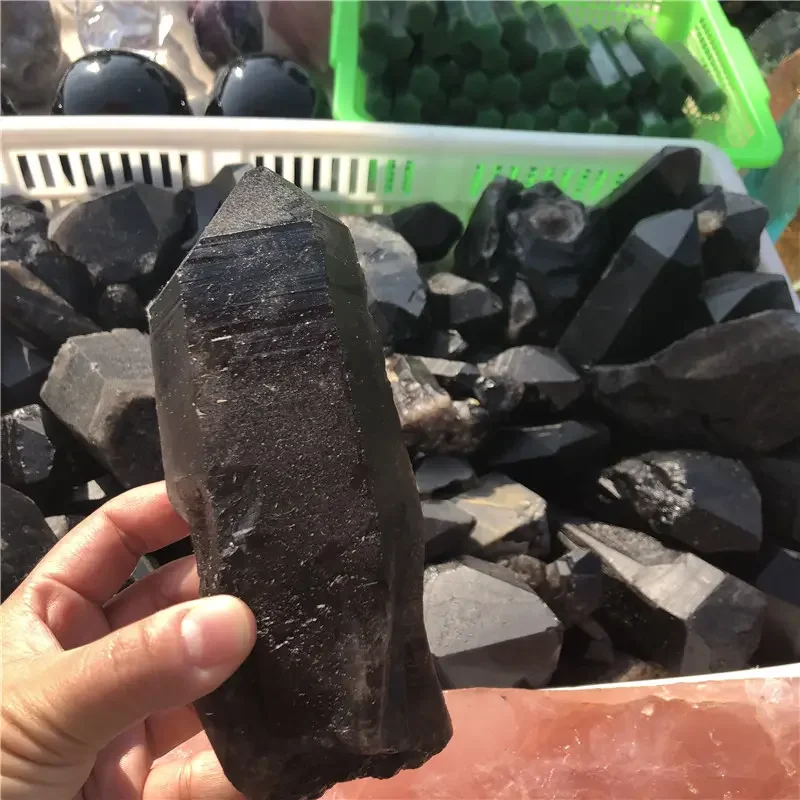 

2.2LB natural raw smoky Quartz black Crystal stone point