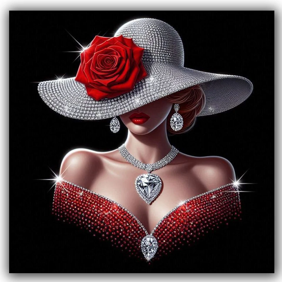 woman adorned with jewels and jewels 5d Diy diamond painting Jewelry cross stitch Full diamond art Mosaic portrait Home decor