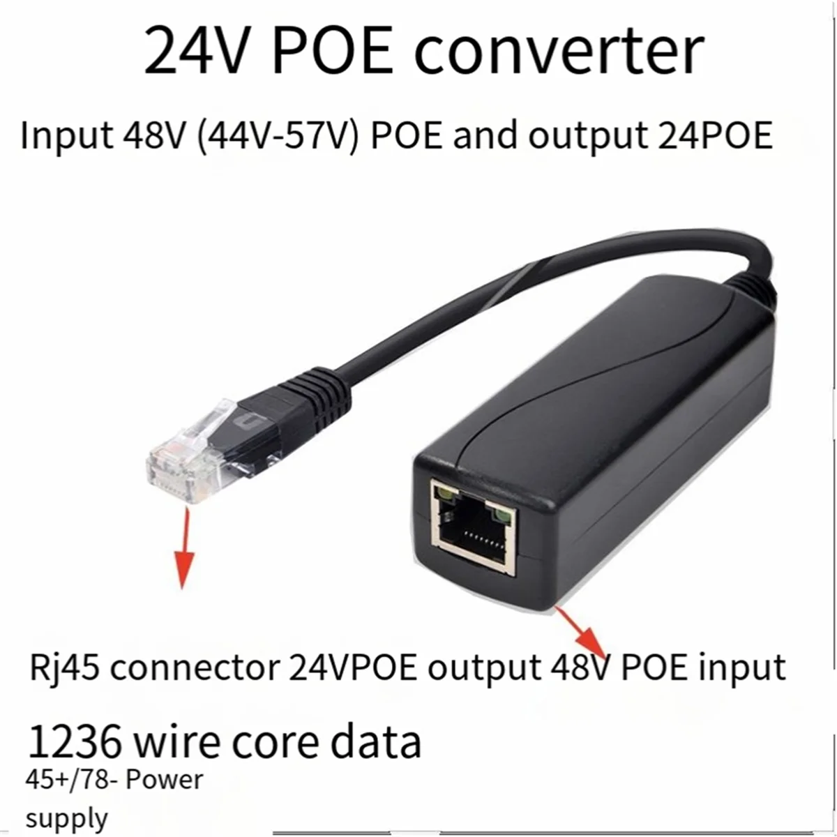 Convertitore POE da 48V a 24 V con velocità Ethernet da 100M PoE a 24 modalità regolatore di tensione B per passivo