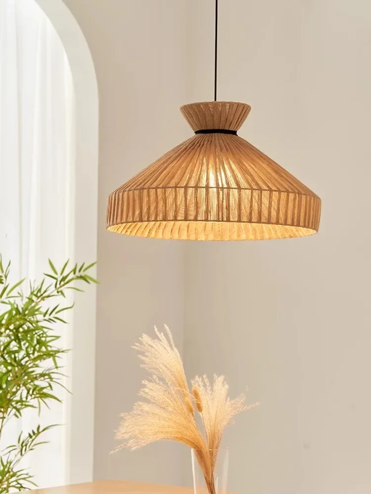 

Nordic Wabi Sabi Fabric Led Pendant Lamp Living Room Dining Table Light Ceiling Chandeliers Lighting Home Bedroom Lamps Fixtures