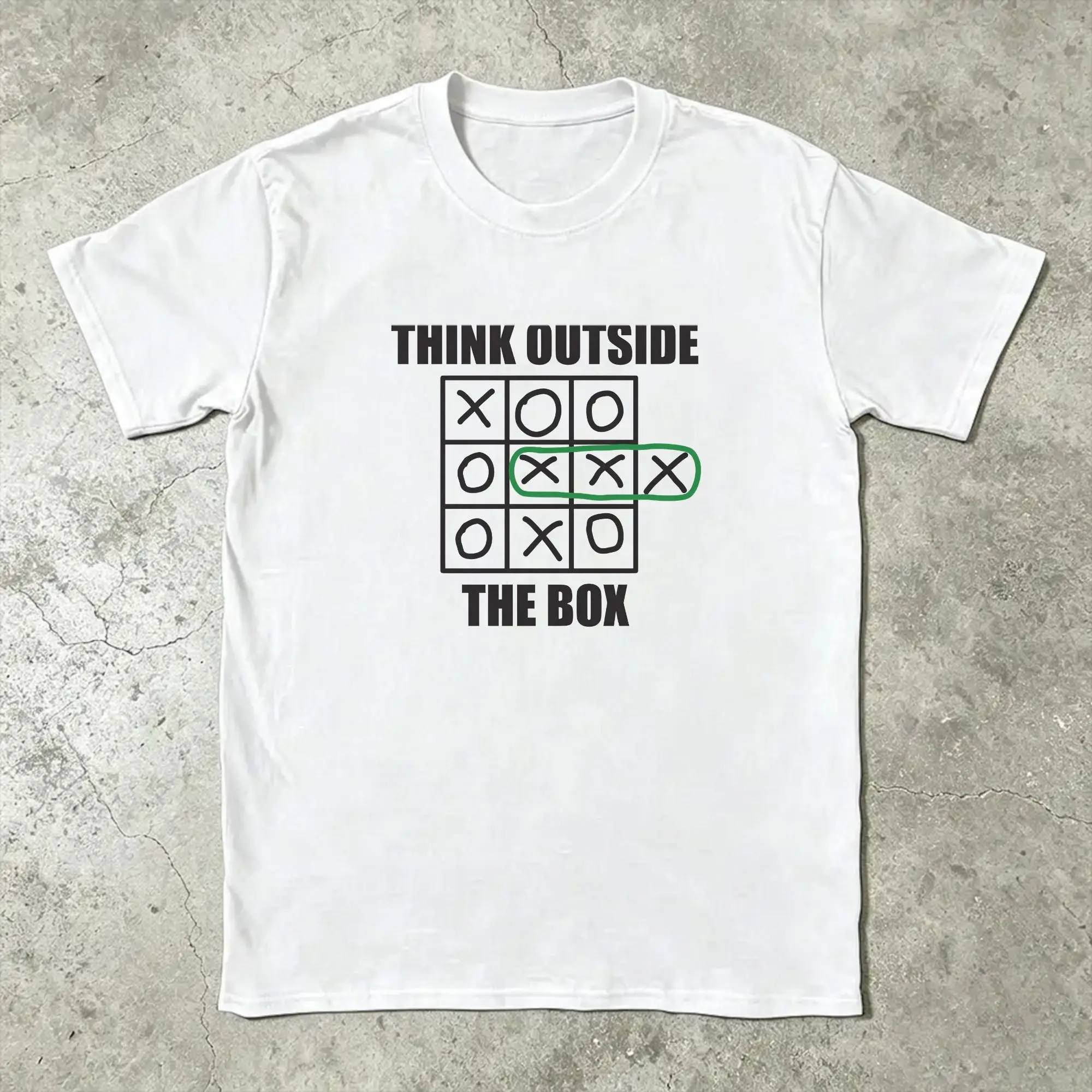 Fashion Think Outside the Box Tic Tac Toe T-Shirt for Men Crewneck Pure Cotton T Shirt  Short Sleeve Tee Shirt 4XL 5XL Tops