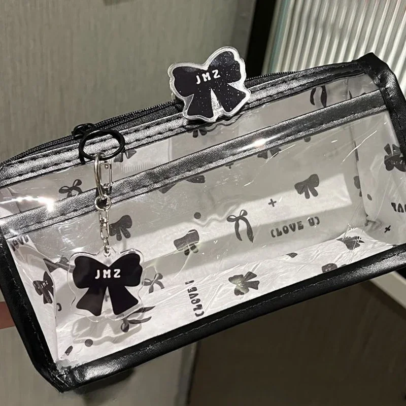 Cartoon Translucent Pencil Case Multi-layer Vertical Large-capacity Stationery Storage Bag School Supply Cosmetic Bag