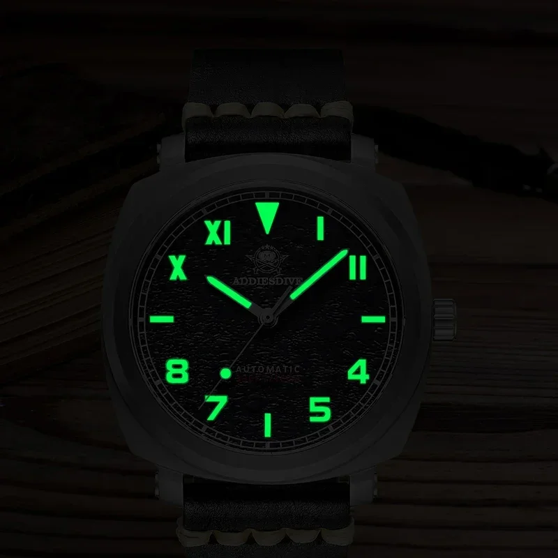 ADDIESDIVE orologio automatico da uomo movimento NH35 vetro zaffiro orologi meccanici quadrante nero verde luminoso 100M orologio da polso subacqueo